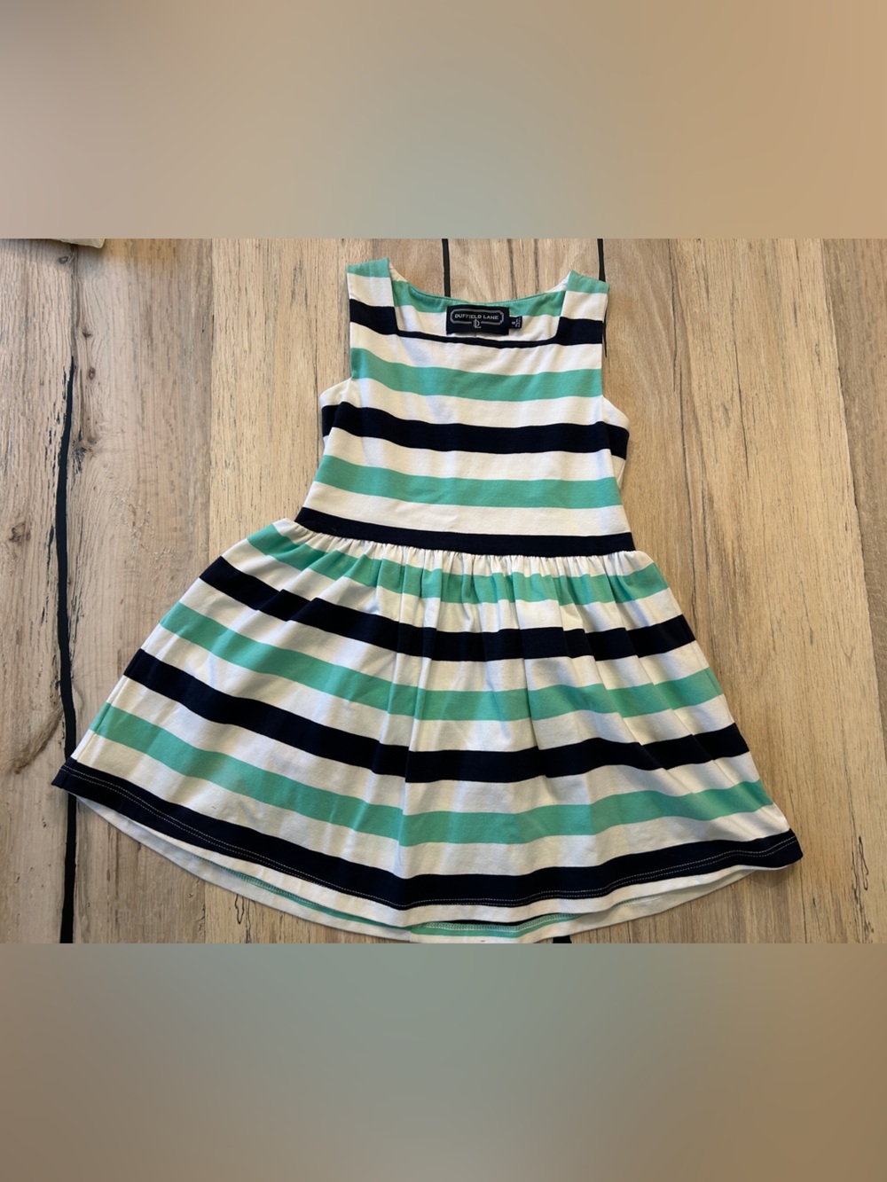 Duffield Lane Striped Tank Dress in Navy, Mint & White